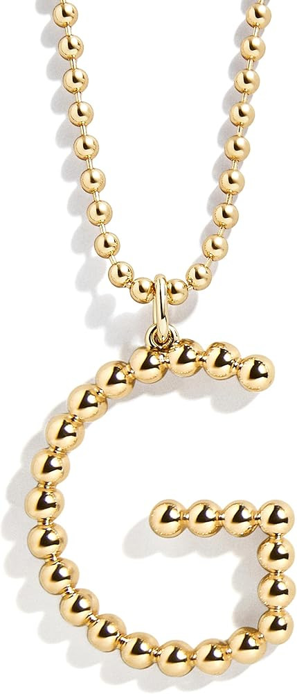 BaubleBar Oversized Initial Pisa Necklace for Women, Gold-Plated Beaded Necklace, Perfect Persona... | Amazon (US)