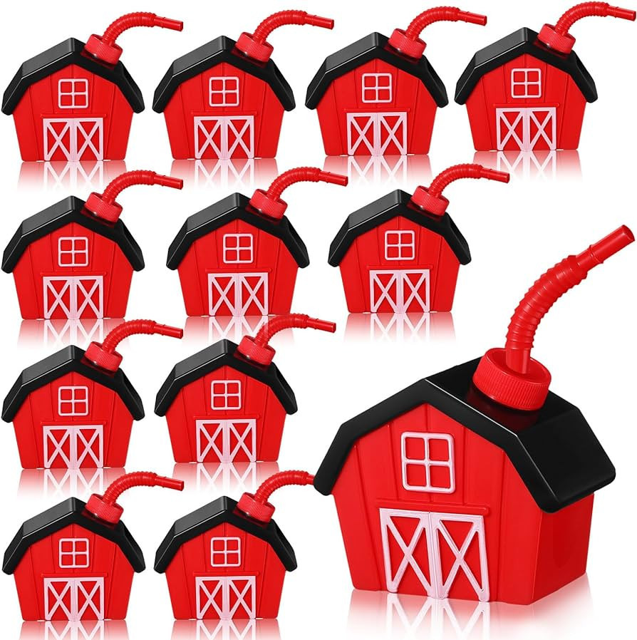 Tanlade 12 Pcs Farmhouse Cups with Lids and Straws, 10 oz Toy Farmhouse Cups for Farm Birthday Pa... | Amazon (US)
