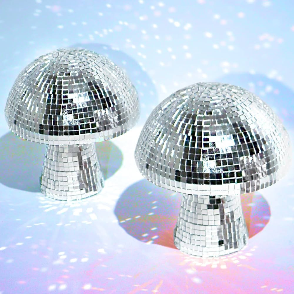 Mushroom Disco Ball, Silver Mirror Glitter Disco Ball, Reflective Disco Ball Lights for Party, Ro... | Amazon (US)