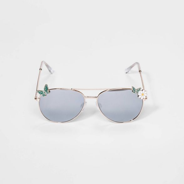 Girls' Butterfly Metal Aviator Sunglasses - Cat & Jack™ Gold | Target