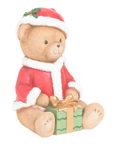 18in Sitting Teddy Bear Holding Present | TJ Maxx