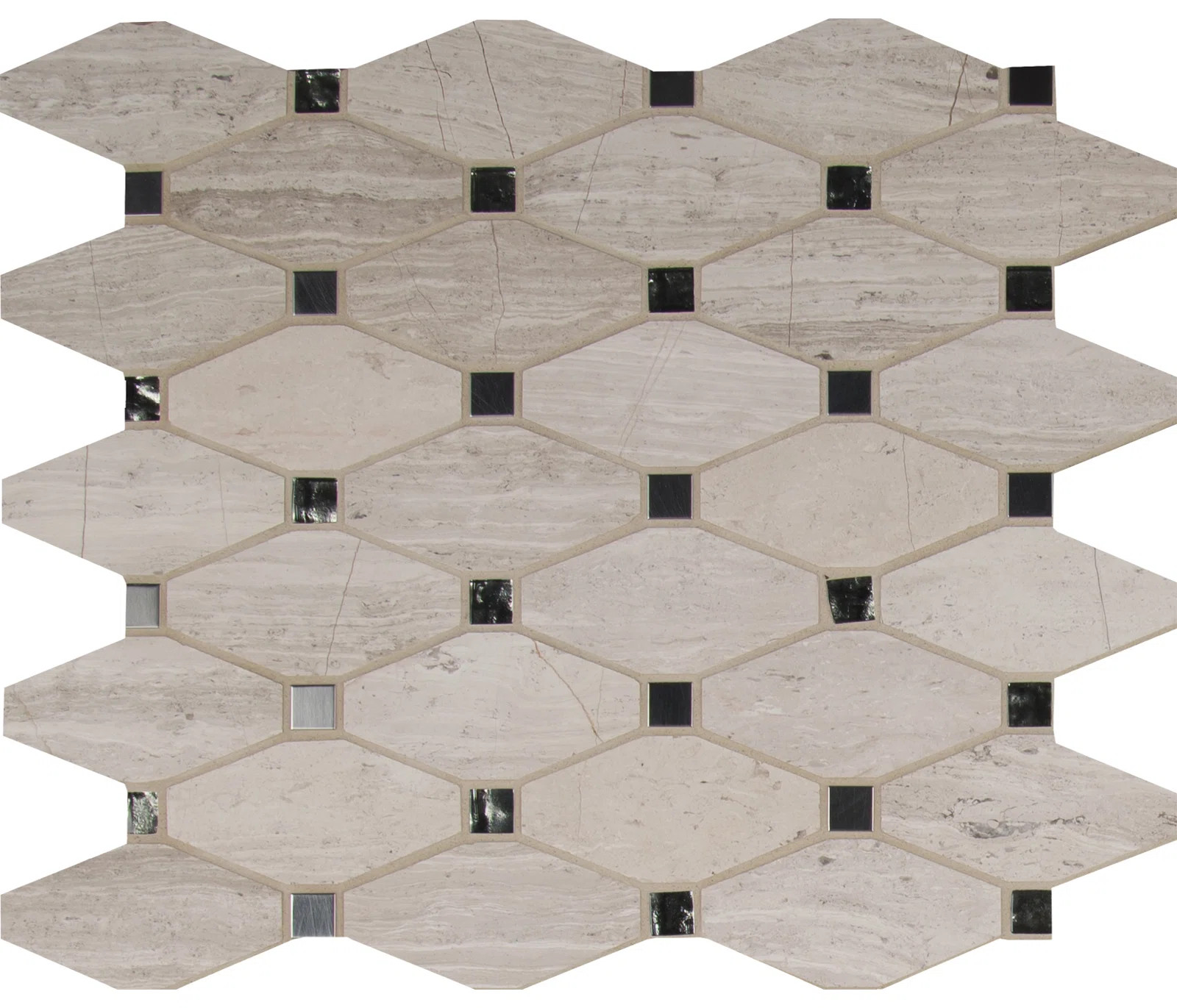 Dunora Octagon 12 in. x 15 in. Glass Stone Metal Blend Mosaic Wall Tile | Wayfair North America