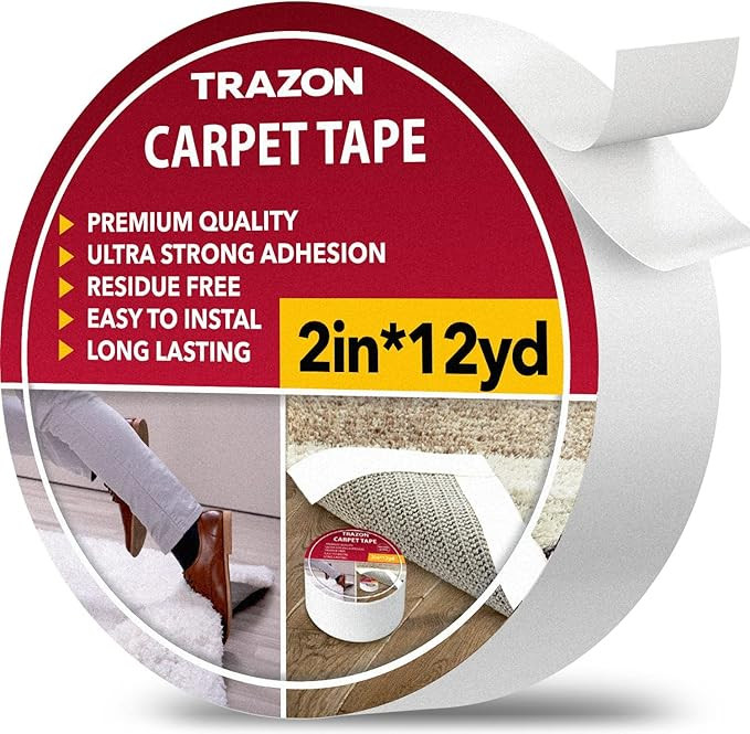 Carpet Tape Double Sided - Rug Tape Grippers for Hardwood Floors and Area Rugs - Carpet Binding T... | Amazon (US)