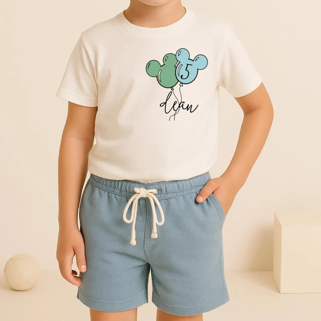 Custom Disney Birthday Balloon Tee, Kids Park Birthday Vacation Tee , Park Vacation Outfit, Boys ... | Etsy (US)