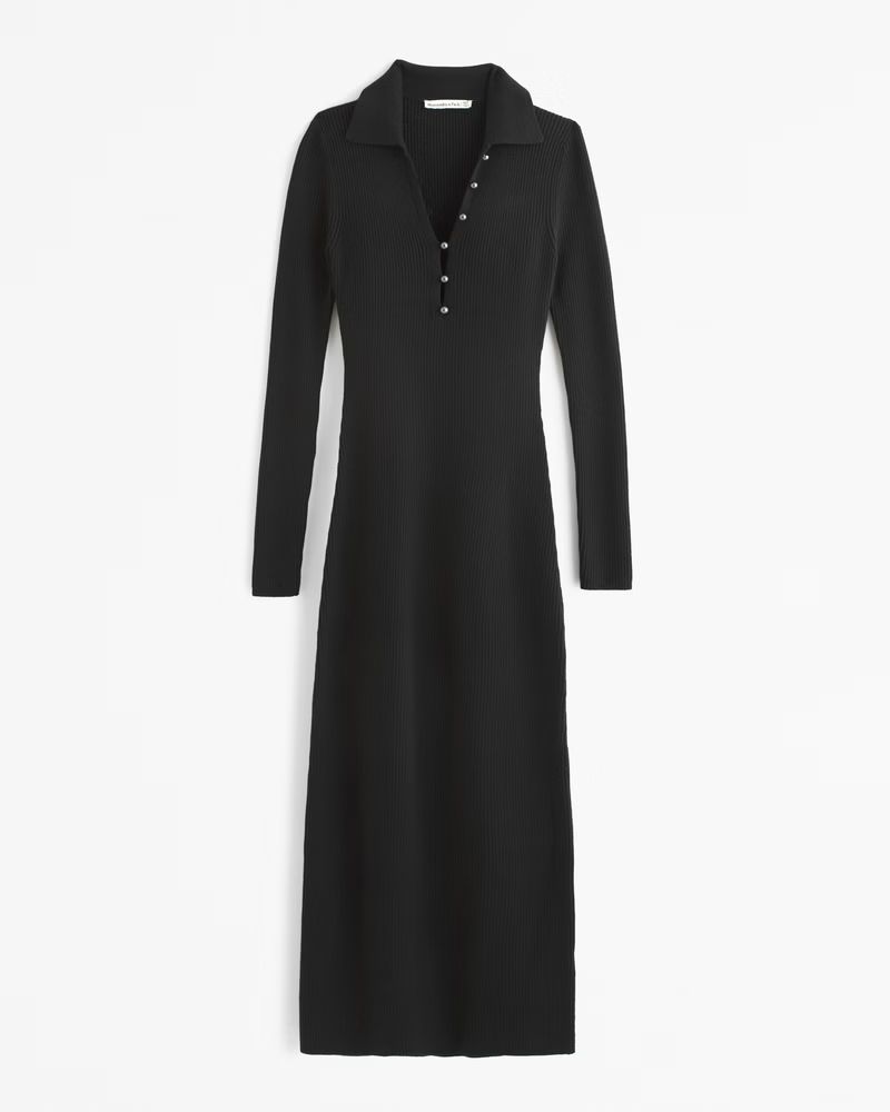 Long-Sleeve Collared Midi Sweater Dress | Abercrombie & Fitch (US)