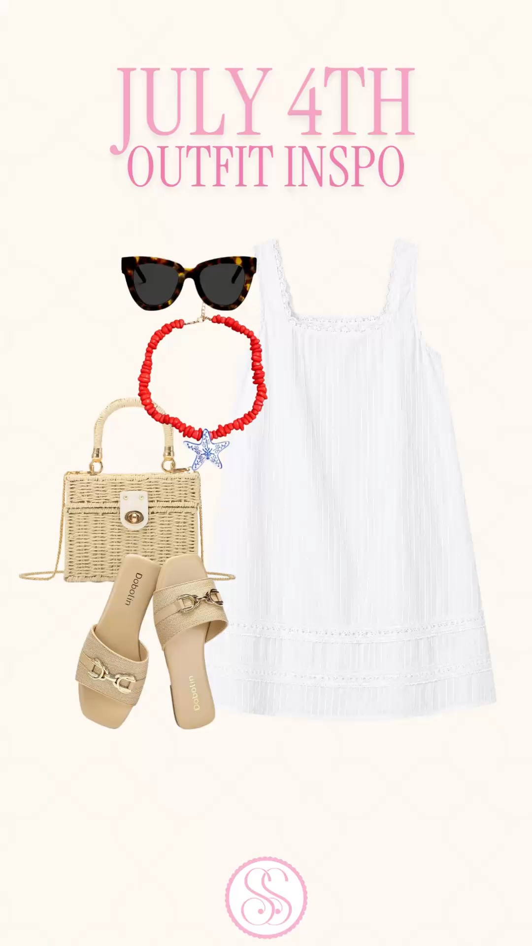 Amazon Fourth of July outfit | July 4th outfit women | white summer dress | summer outfit | Amazon fashion finds

This Amazon Fourth of July outfit is the easy summer formula: white dress, raffia accessories, red jewelry, sandals, sunglasses, done.

The white summer dress keeps the whole outfit crisp and wearable, while the red beaded necklace, blue starfish detail, raffia bag, neutral sandals, and tortoise sunglasses give it that subtle but festive red, white, and blue moment. 

This is the kind of July 4th outfit you can wear past the holiday too. The dress works for summer brunch, beach vacations, lake weekends, resort dinners, bridal showers, baby showers, patio lunches, church, date nights, and everyday summer outfits. The accessories make it Fourth of July now, and then each piece goes right back into your summer closet.

Perfect for fireworks, cookouts, boat days, beach trips, lake weekends, pool parties, vacation dinners, backyard parties, and all the casual summer plans. 

Amazon Fourth of July outfit, Amazon July 4th outfit, 4th of July outfit women, July 4 outfit idea, red white and blue outfit, patriotic outfit women, white summer dress, white dress outfit, Amazon summer dress, Amazon fashion finds, Amazon outfit, summer outfit, summer outfits women, summer dress, summer dresses women, vacation outfit, beach vacation outfit, lake weekend outfit, raffia bag, raffia sandals, red necklace, beaded necklace, starfish necklace, summer accessories, preppy summer outfit, casual summer outfit, look for less

#LTKFindsUnder50 #July4thOutfit #SummerDress #SummerOutfit #SummerDresses #WhiteDress #StatementNecklace #PreppyStyle #LookForLess

#LTKSeasonal #LTKTravel #LTKootd