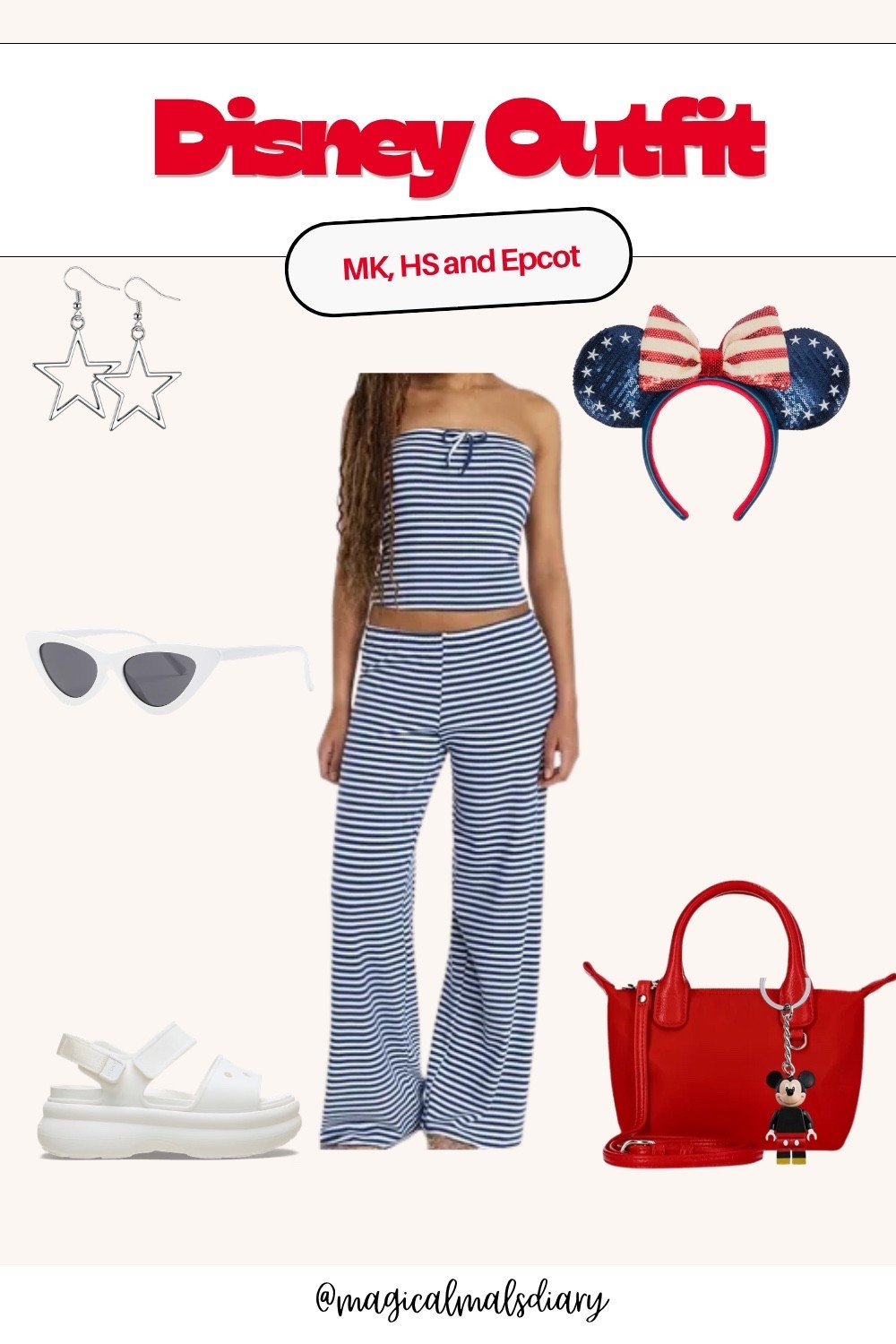 Trendy two piece set from Walmart. The perfect Disney outfit for Memorial weekend or the 4th of July #disneystyle #disneyoutfit