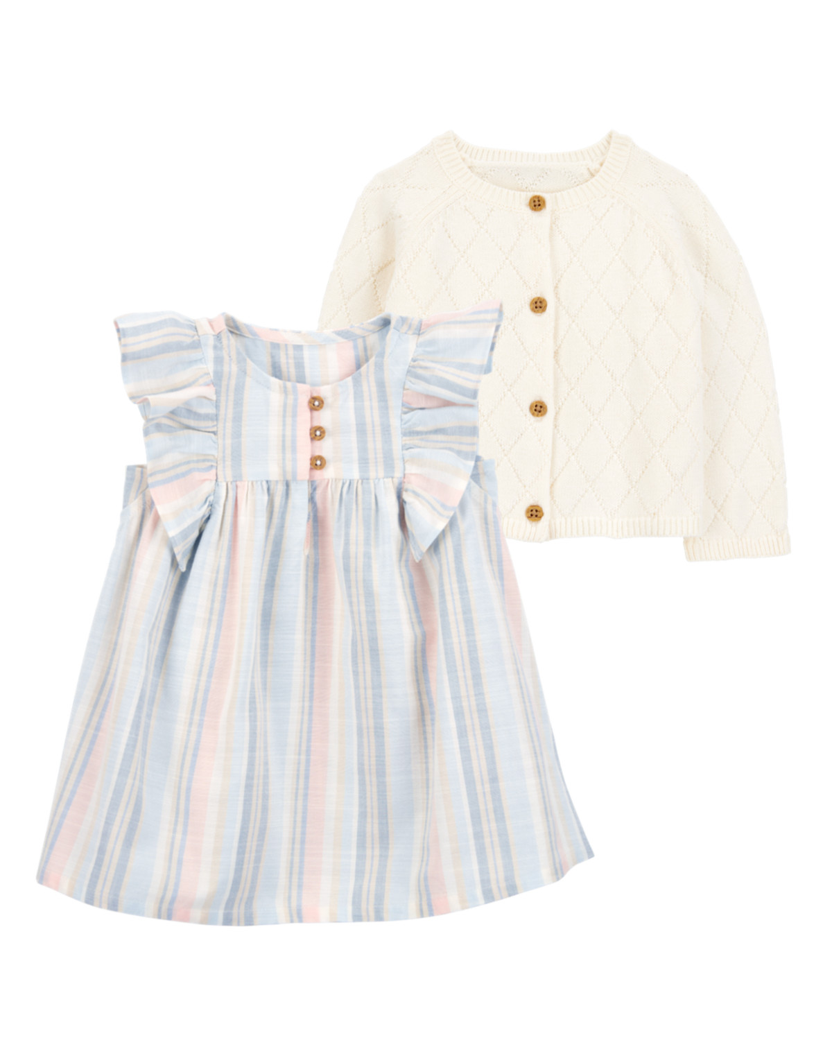 Baby 2-Piece Striped Flutter Sleeves Dress & Cardigan Set
 | Carter's | Carter's Inc