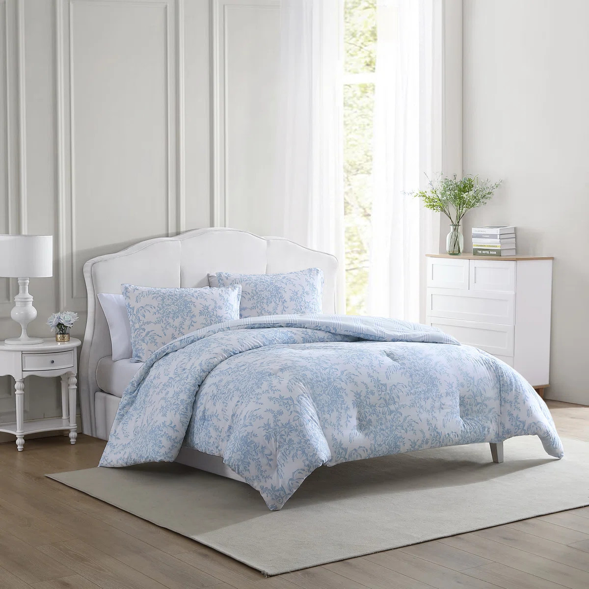 Laura Ashley Bedford Reversible Cotton Blue Comforter Set | Wayfair North America