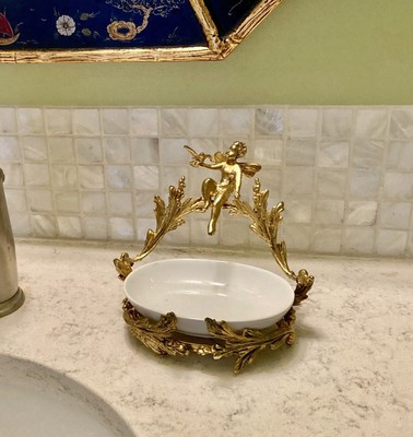 Vintage Ormolu Cherub Bird Soap Dish Gold Gilt  classic rococo Hollywood Regency  | eBay | eBay US