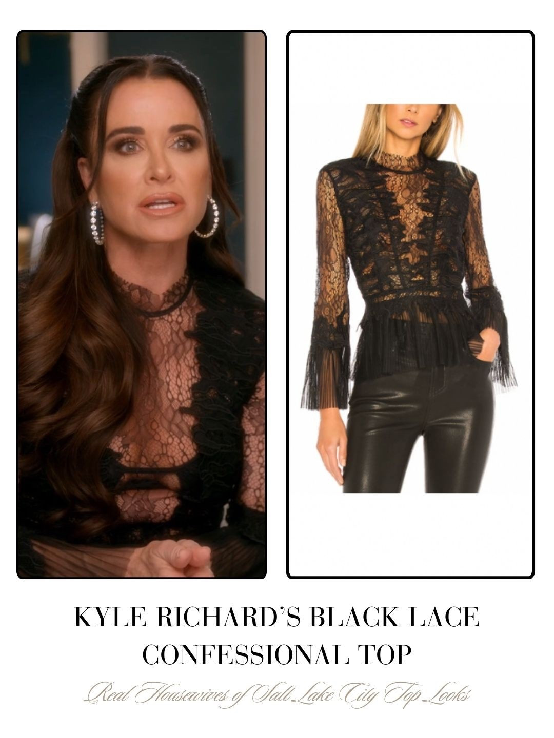 Kyle Richard’s Black Lace Confessional Top  