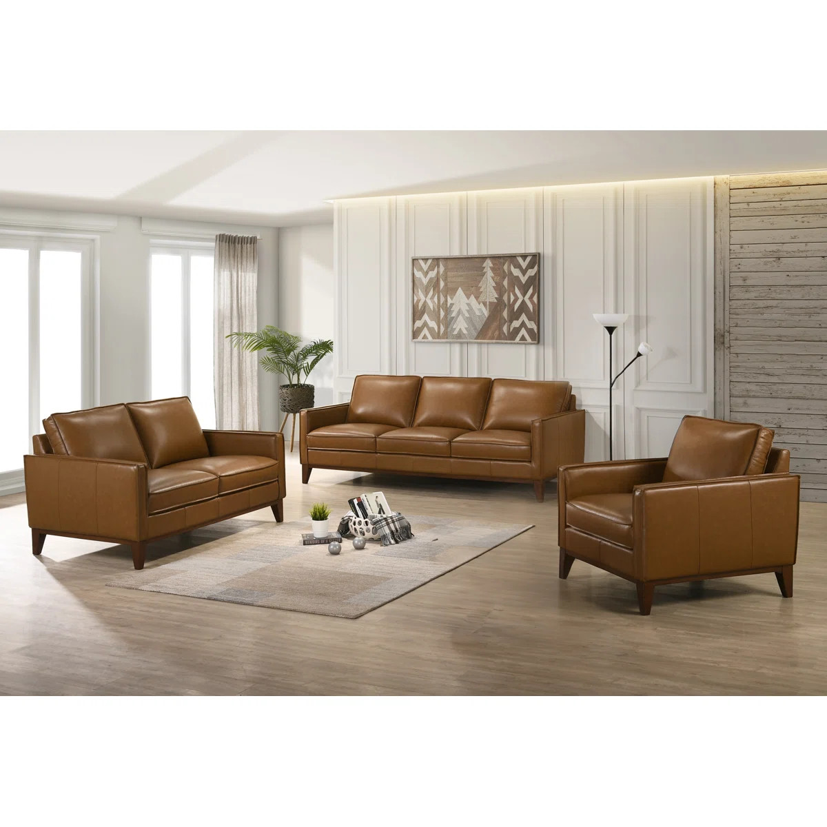 Caliah 3-Piece Leather Living Room Set | Wayfair North America