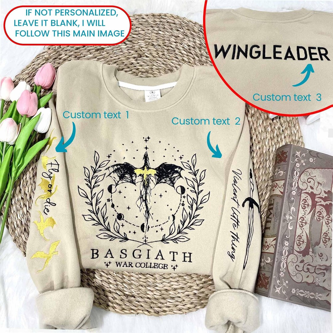 Fourth Wing Embroider Sweatshirt, Custom Basgiath War College, Dragon Rider,violet Sorrengail,xad... | Etsy (US)