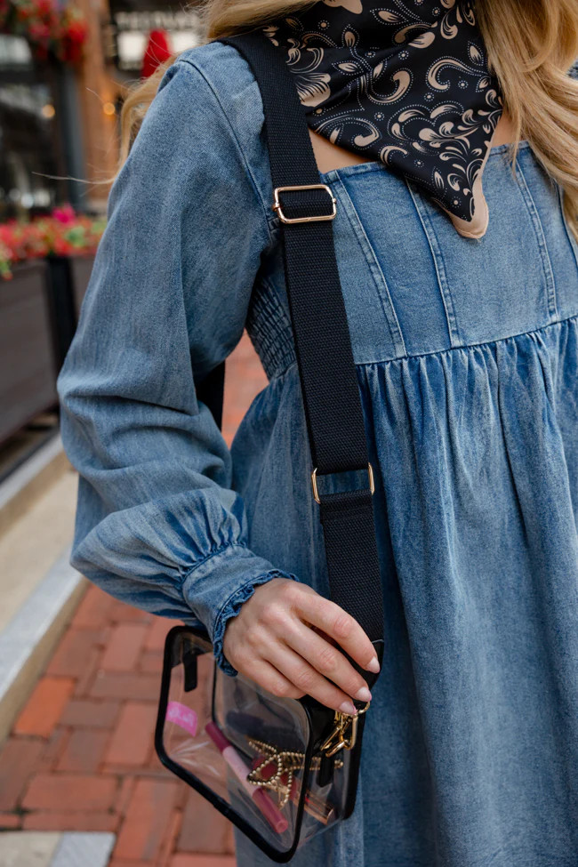 Black Leather Clear Bag | Pink Lily