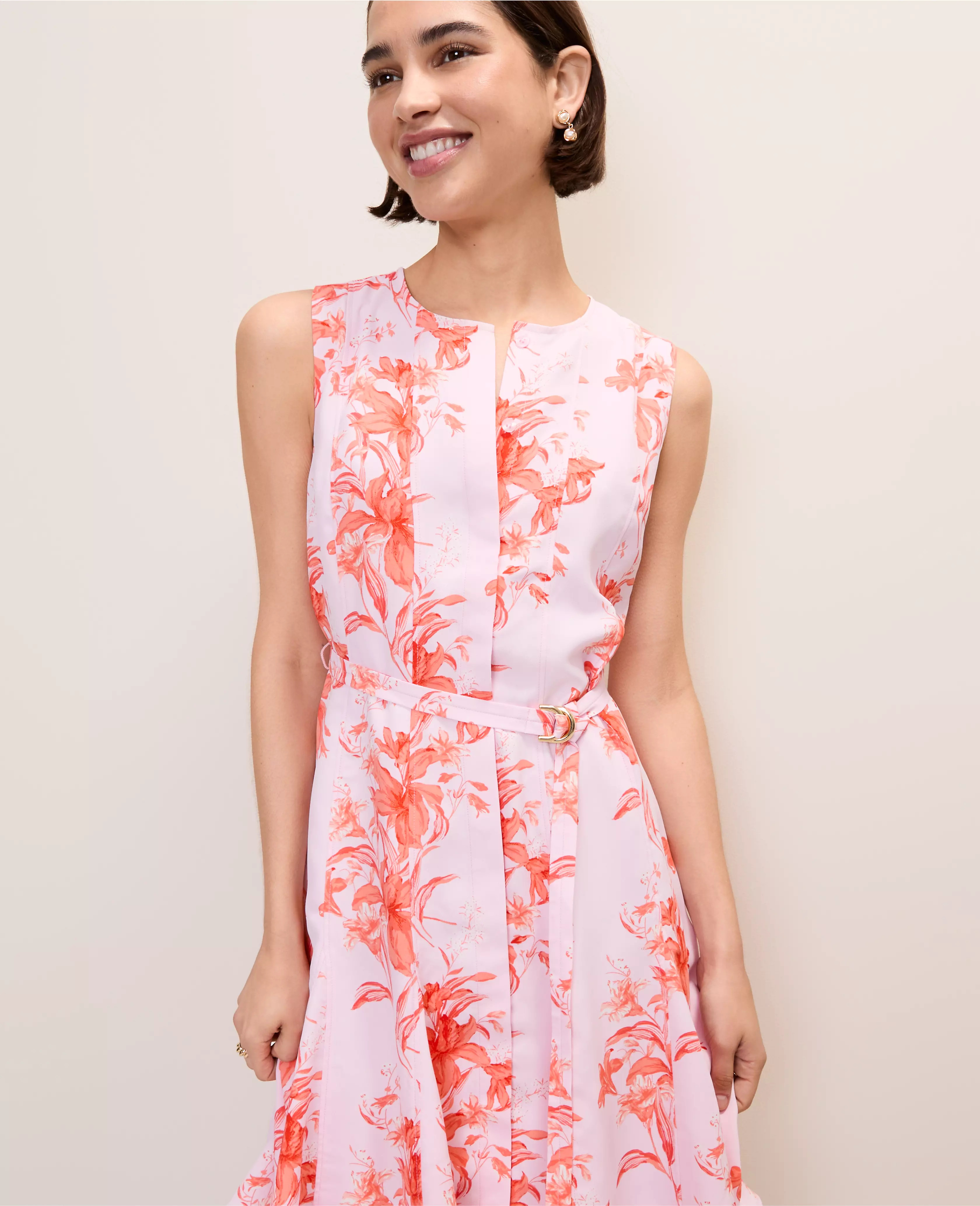 Floral Belted Flare Dress | Ann Taylor