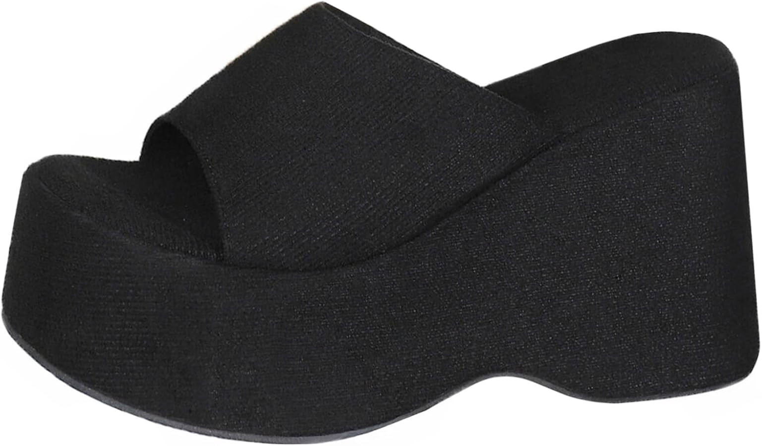 Women's Suede Platform Wedge Heel Slide Sandals Y2K Round Open Toe One Strap Slip-On Heeled Sanda... | Amazon (US)