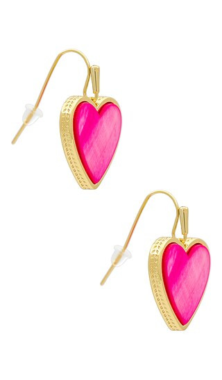 Heart Drop Earrings in Gold Hot Pink Mother Of Pearl | Revolve Clothing (Global)