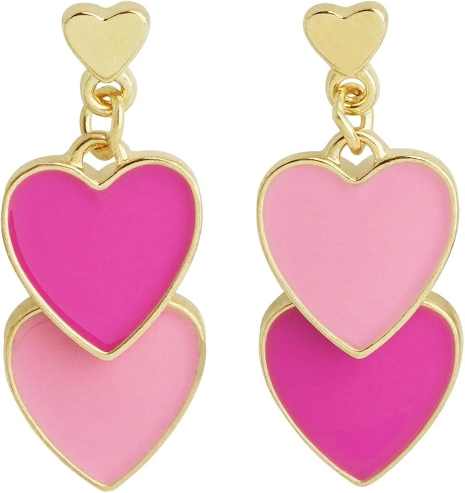 Heart Earring S925 Sterling Silver Dangle Heart Earrings Double Love Heart Drop Earrings Valentin... | Amazon (US)