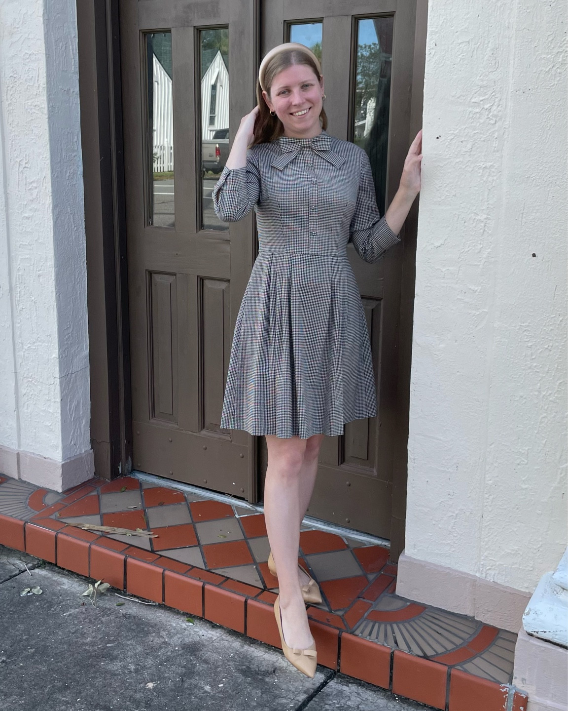 Plaid houndstooth dress perfect for fall. Preppy and fall go together like Lilly Pulitzer and summer  