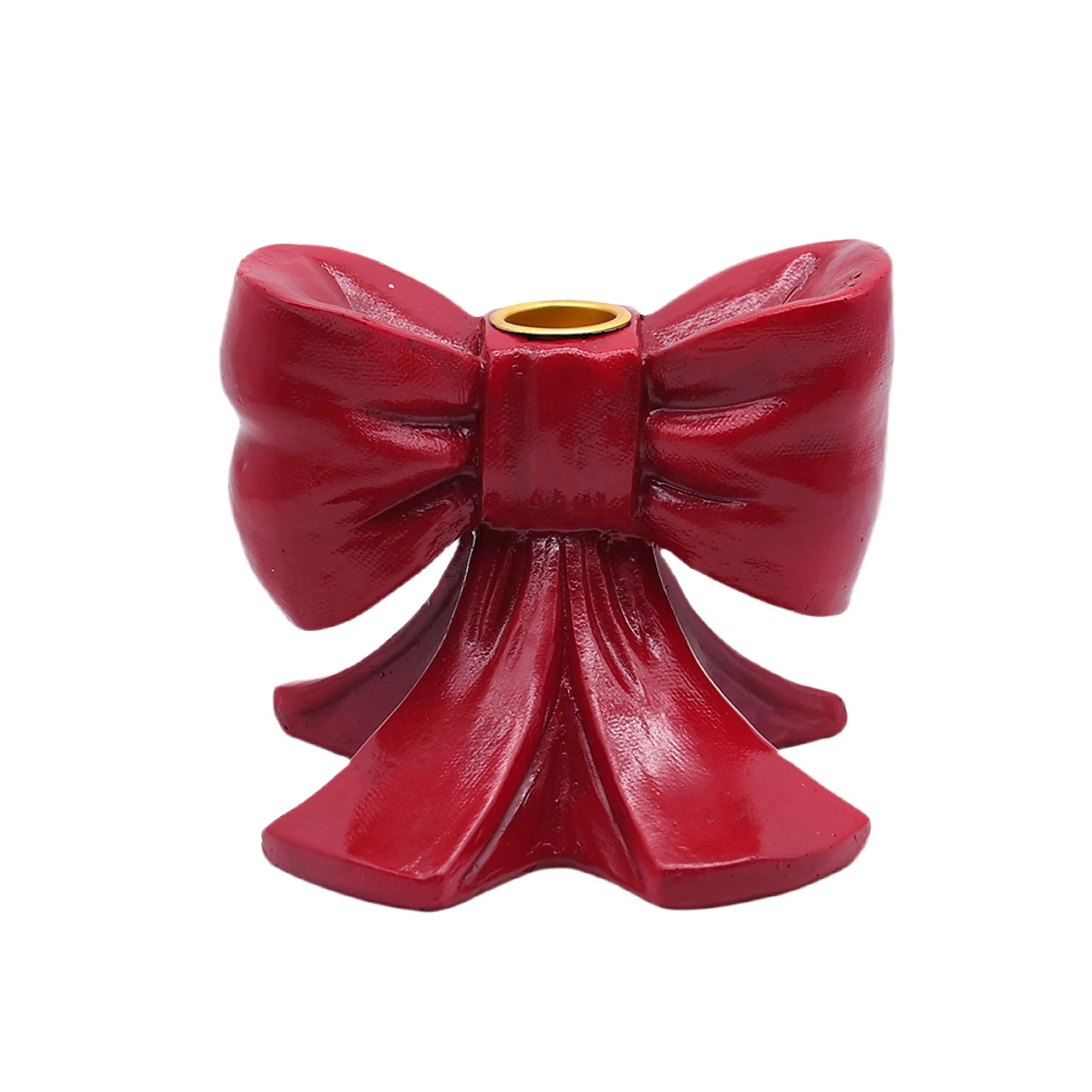 Red Resin Bow Christmas Taper Candle Holder, 4.25", by Holiday Time | Walmart (US)