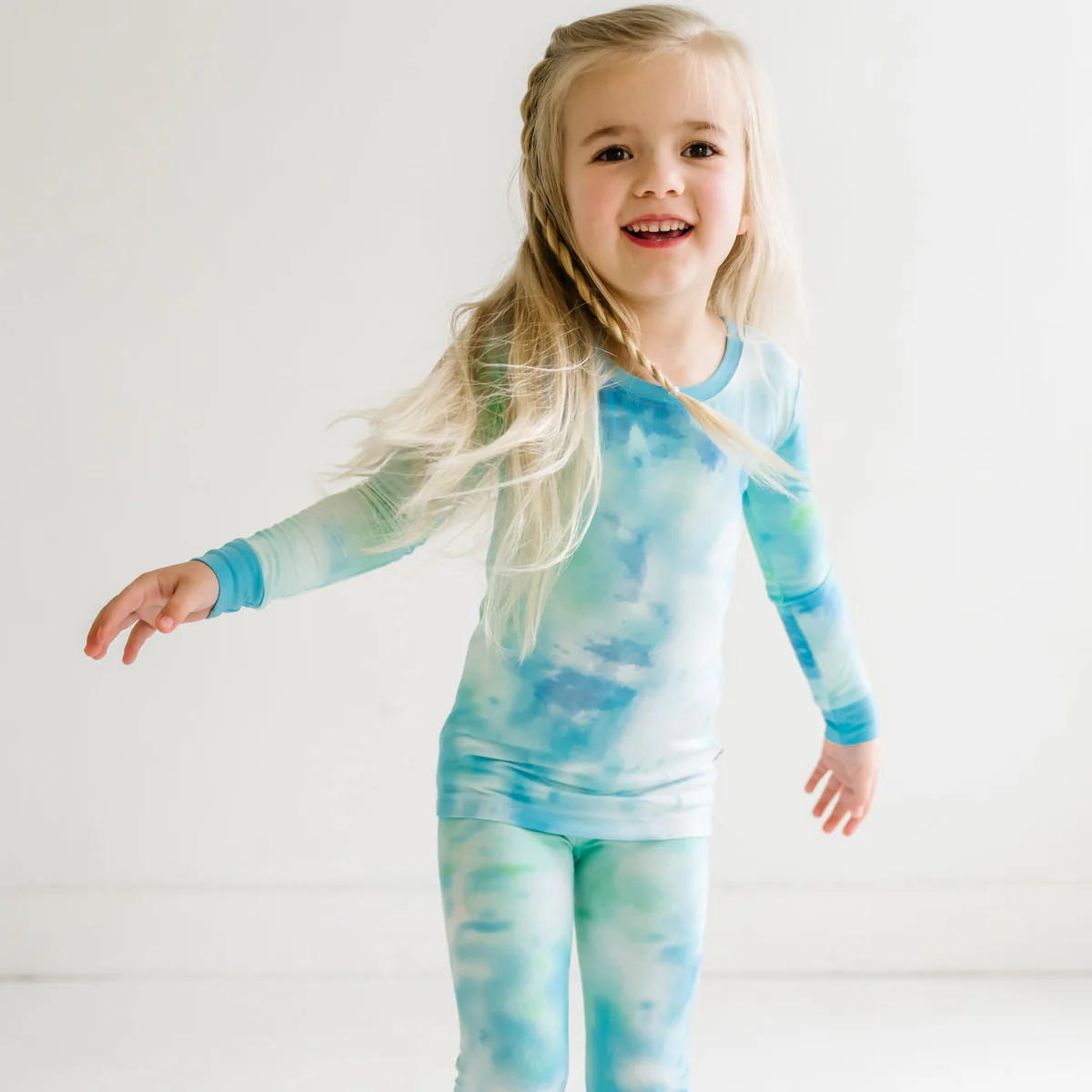 Tidepool Watercolor Two-Piece Bamboo Viscose Pajama Set | Little Sleepies