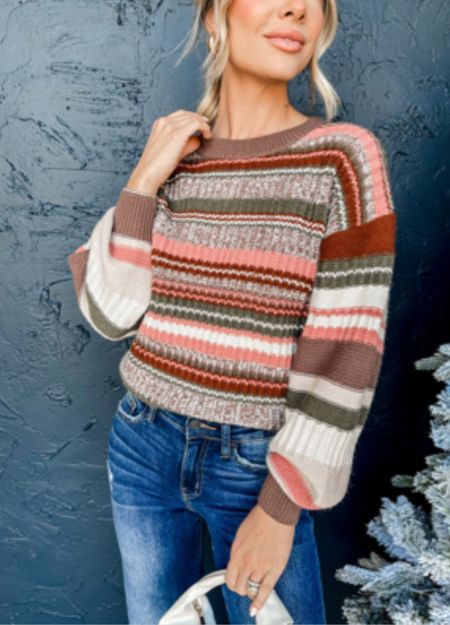 Another Love] Lorraine Striped Sweater-Cedar Multi
$ 96.99

#LTKfindsunder100 #LTKSeasonal #LTKstyletip