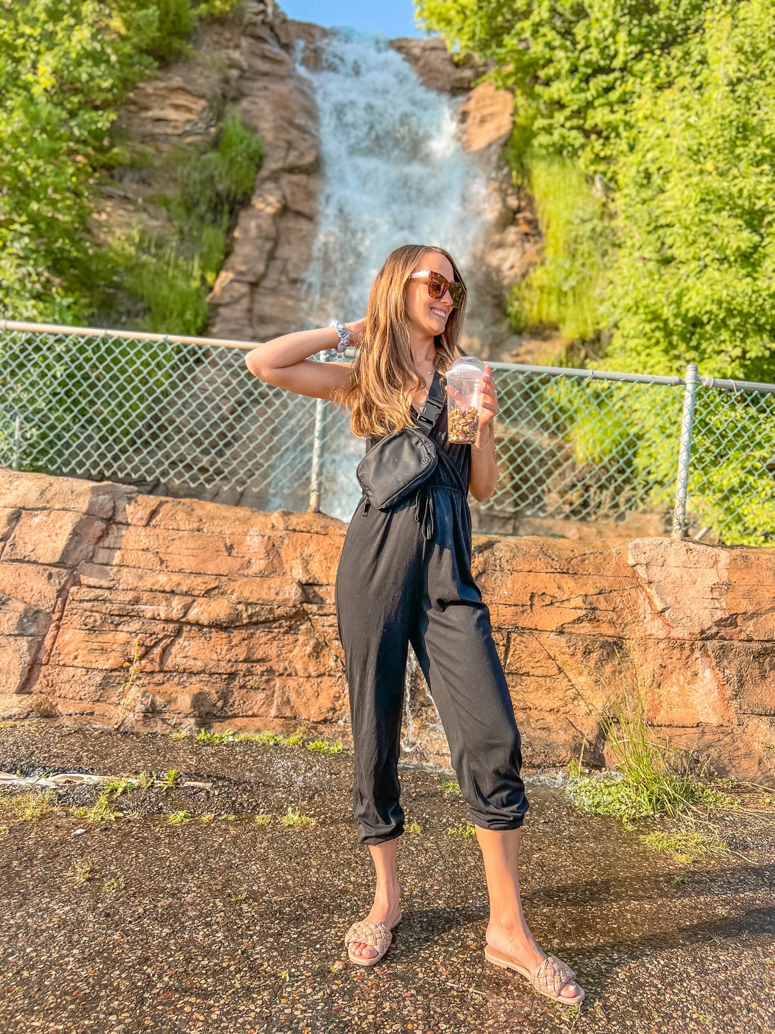 Women’s travel outfit 
Women’s jumpsuit 
Summer outfit 
Summer romper 
Vacation style
Casual style for women 
Sandals 
Quay sunglasses 
Designer sunglasses 

#LTKSeasonal #LTKshoecrush #LTKtravel