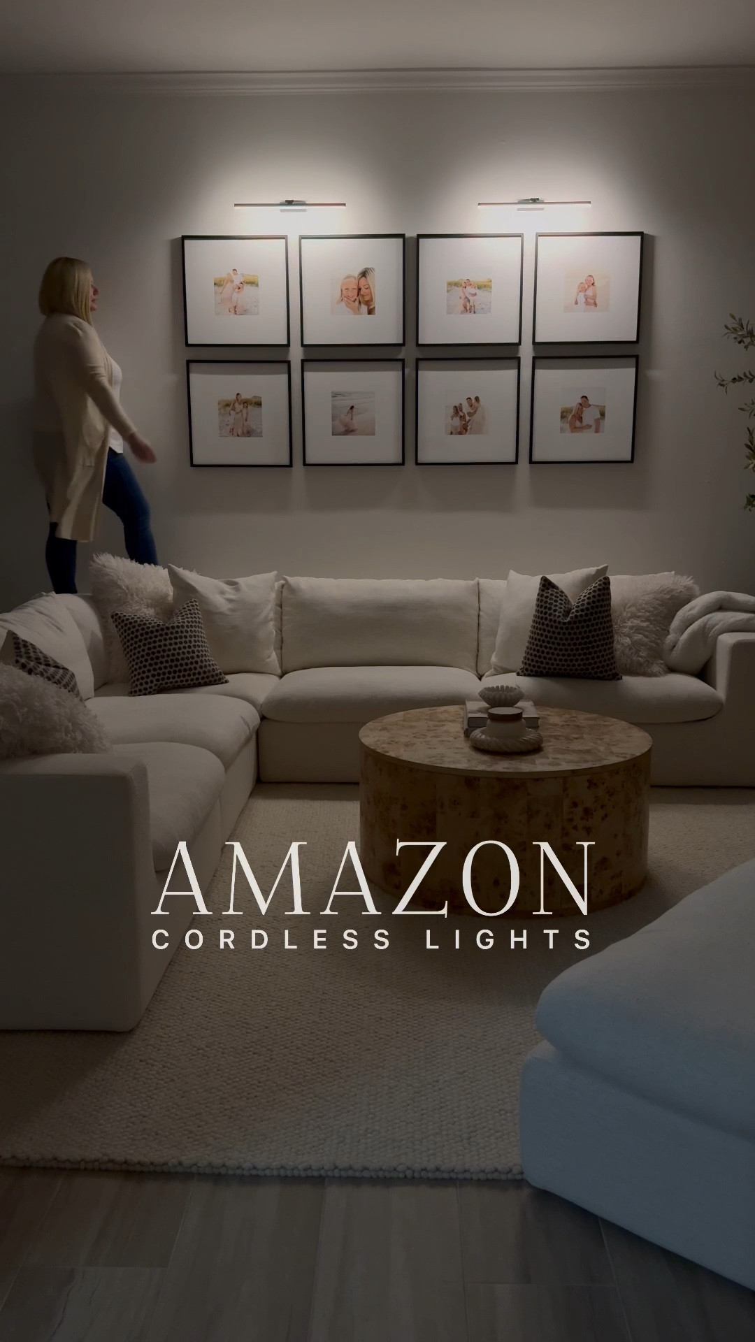 Amazon cordless rechargeable & dimmable picture lights.  Mine are 22”.

#LTKHome #LTKWatchNow