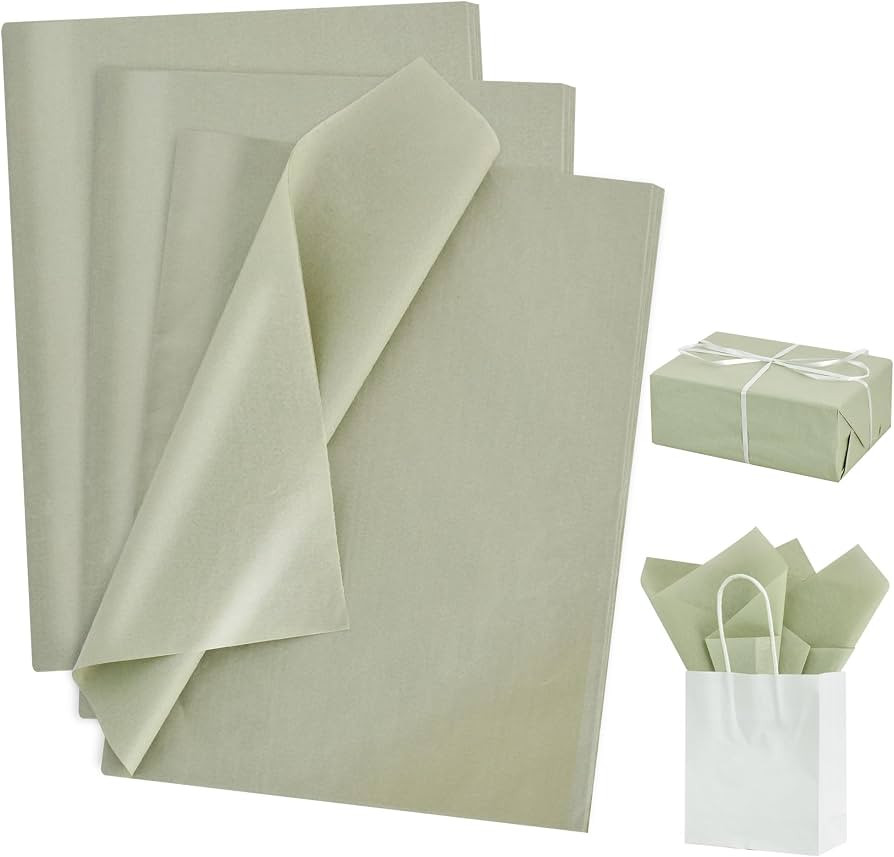 RIBBOOO 100 Sheets Sage Green Tissue Paper 50cm X 30cm Large Wrapping Paper for Gift Wrapping Flo... | Amazon (UK)