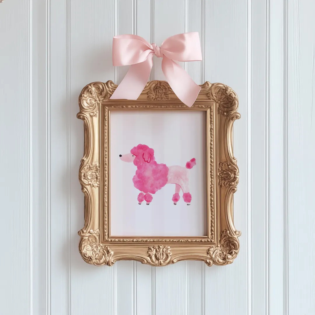 Pink Poodle Digital Art Print - Playful Animal Wall Art for Kids and Modern Rooms, Girls Room Dog... | Etsy (US)