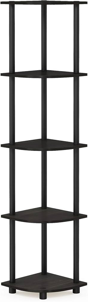 Furinno Turn-N-Tube 5 Tier Corner Display Rack Multipurpose Shelving Unit, 1-Pack, Espresso/Black | Amazon (US)