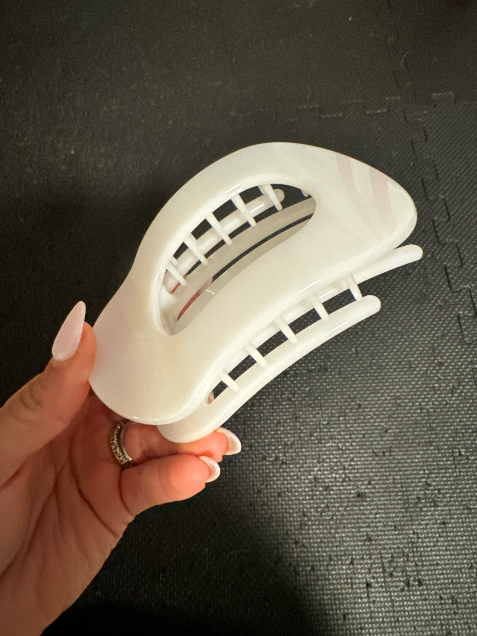 Large flat hair clip - love this for working out! It keeps your hair secure and it has a curved on the back so it doesn't dig into your scalp when lying down. 

#LTKActive #LTKFindsUnder50 #LTKStyleTip