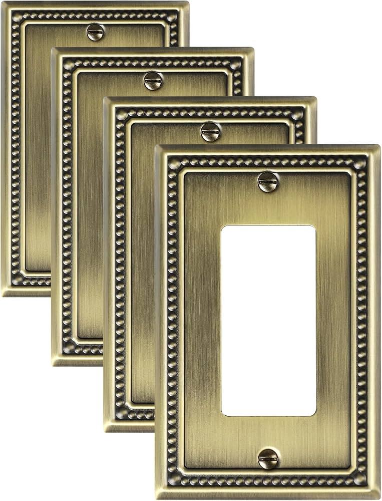 4-Pack Decorator Outlet Cover Plate, Decorative Switch Plates and Outlet Covers, Antique Brass Me... | Amazon (US)