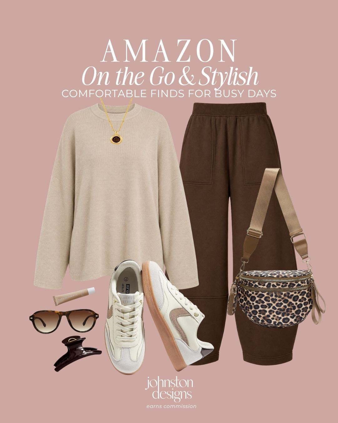 Comfortable enough for a full day of errands but still pulled together. 🤎 These relaxed barrel pants, an oversized knit top and neutral sneakers make the perfect Amazon uniform, while the leopard belt bag adds a fun fall touch.

Amazon errand outfit, comfortable mom style, brown barrel pants, oversized knit top, mom on the go look, neutral sneakers for women, leopard belt bag, casual fall outfit, Amazon everyday fashion

#amazonfinds #amazonfashion #errandoutfit #casualstyle #momstyle #barrelpants #leopardprint #falloutfit #everydaystyle
 

 #LTKootd #LTKmomlife #LTKSeasonal