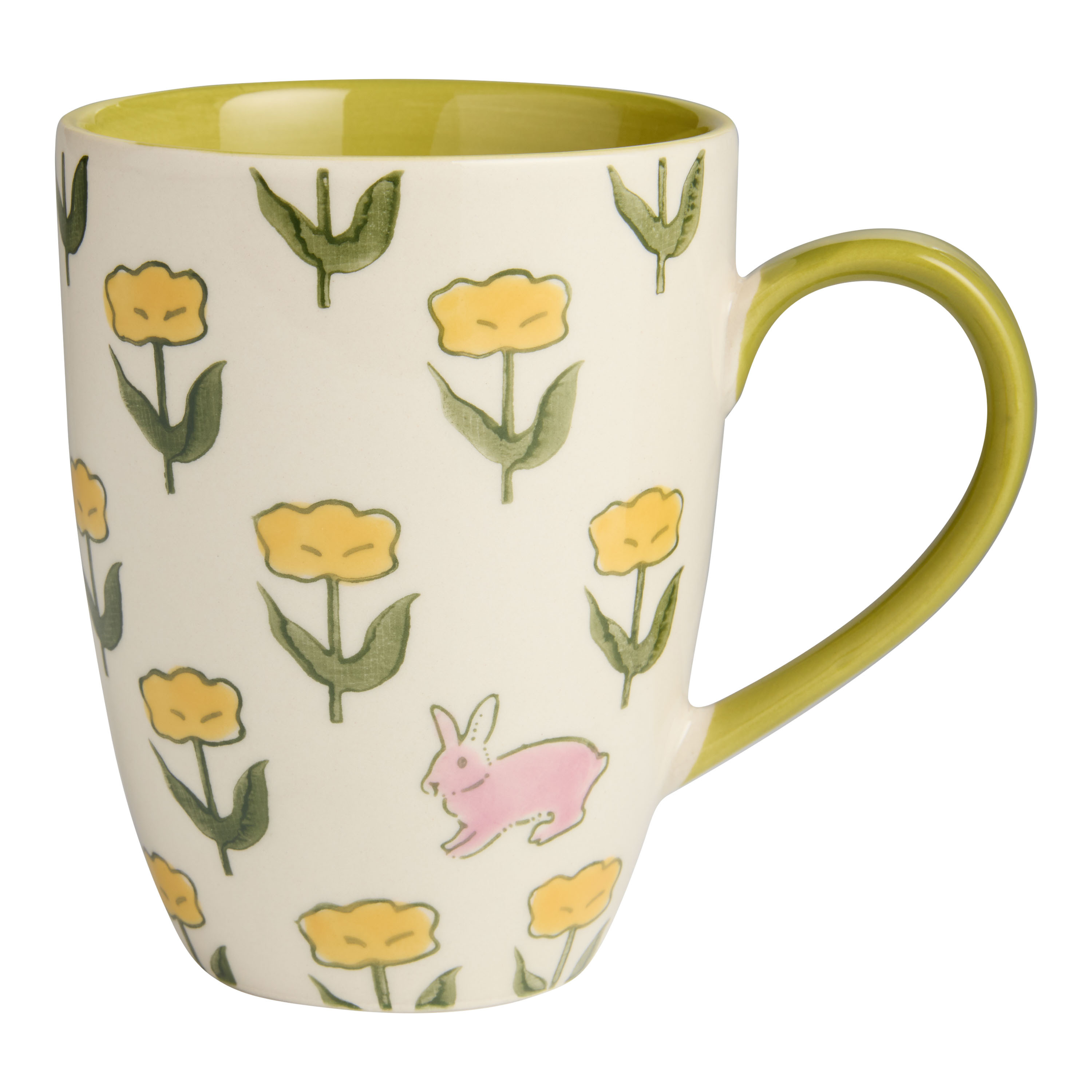 Flora Hand Painted Flower and Bunny Ceramic Mug - World Market | World Market
