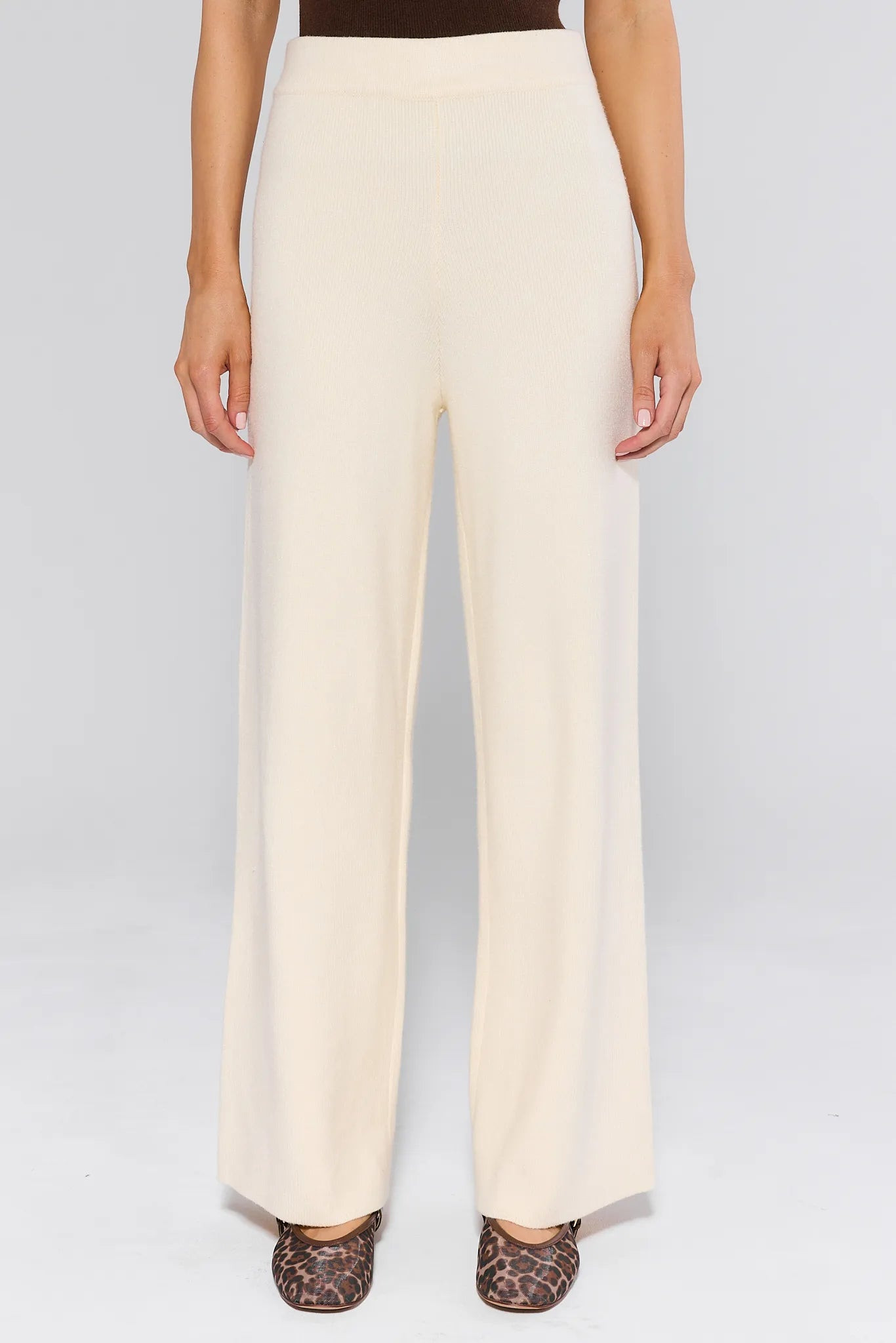 Elle Ivory Knit Pants | Avara