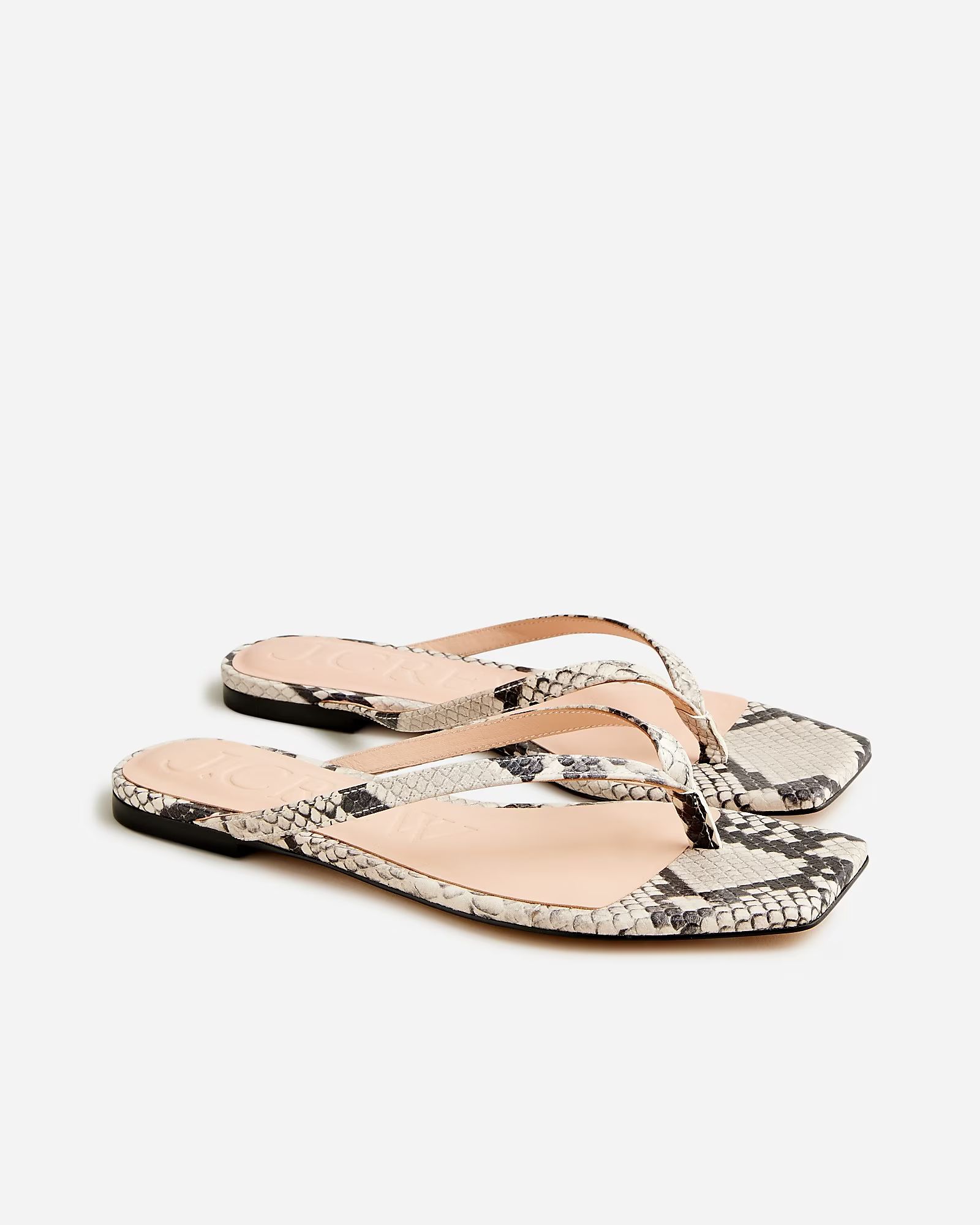 Capri thong sandals in snake-embossed leather | J.Crew US