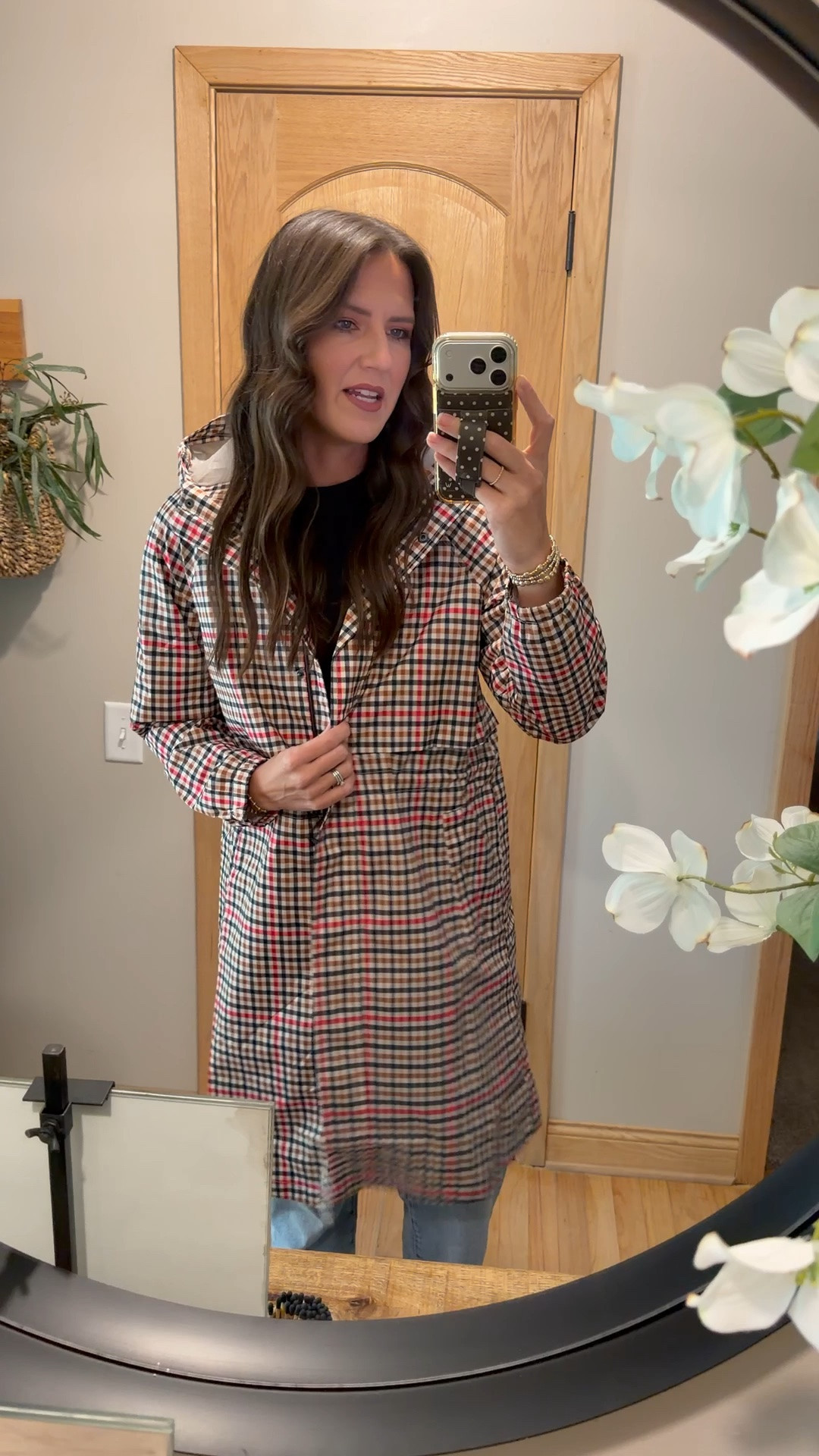 Fall rain jacket. Wearing a small.