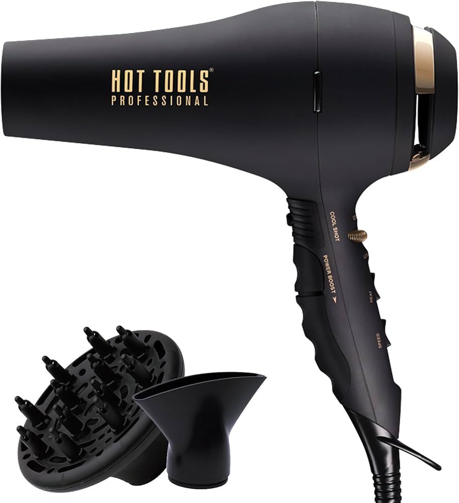 Hot Tools Pro Artist Black Gold 2100 Turbo Ceramic + Ionic Hair Dryer | Fast Dry, Lightweight | Amazon (US)