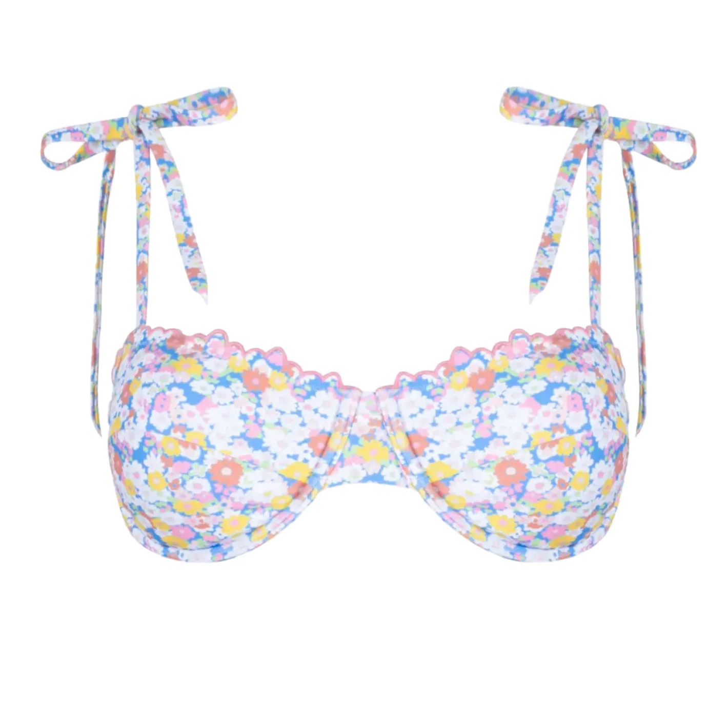 women's jasmine blossom cup bikini top with tie straps | Minnow