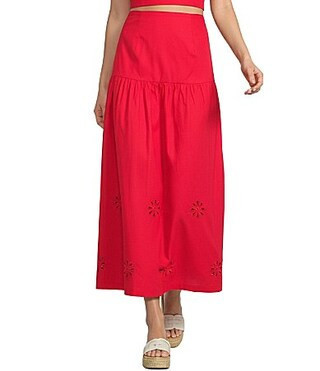 Sugarlips Embroidered Eyelet High-Rise Coordinating Maxi Skirt - S | Dillard's