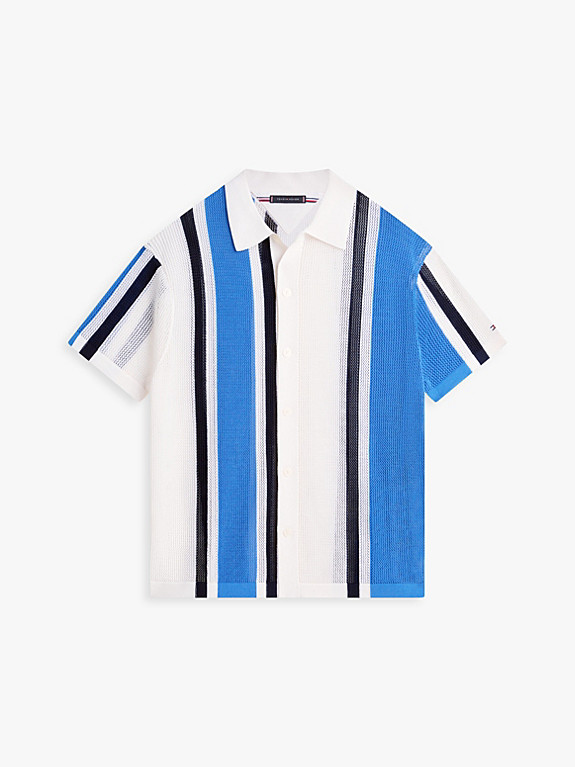 Relaxed Fit Kurzarmhemd im Lochstrick-Design | Tommy Hilfiger (DE)