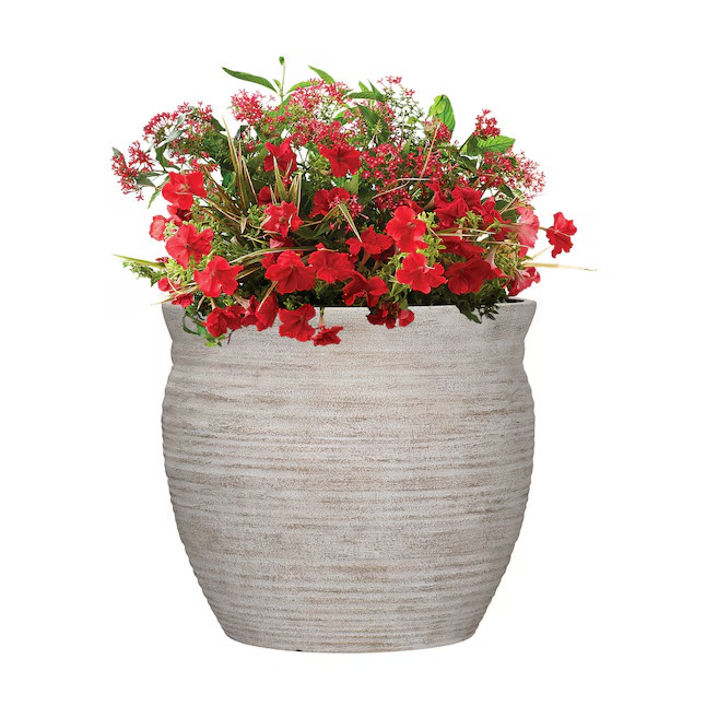 allen + roth Round 14.65-in W x 14.65-in L Brown Recycled plastic Indoor/Outdoor Planter | Lowe's