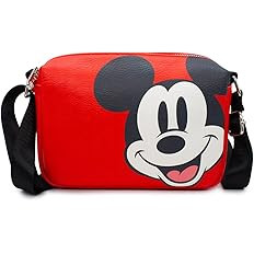 Disney Bag, Cross Body, Rectangle, Mickey Mouse Smiling Face Close Up, Red, Vegan Leather | Amazon (US)