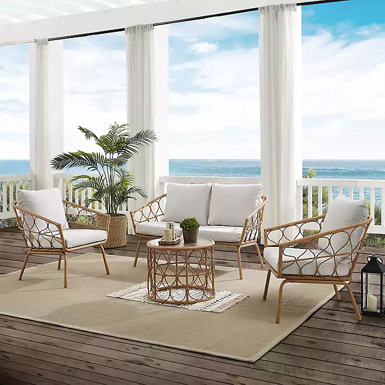 Natural Rattan Loops 4-pc. Outdoor Living Set | Kirkland's Home