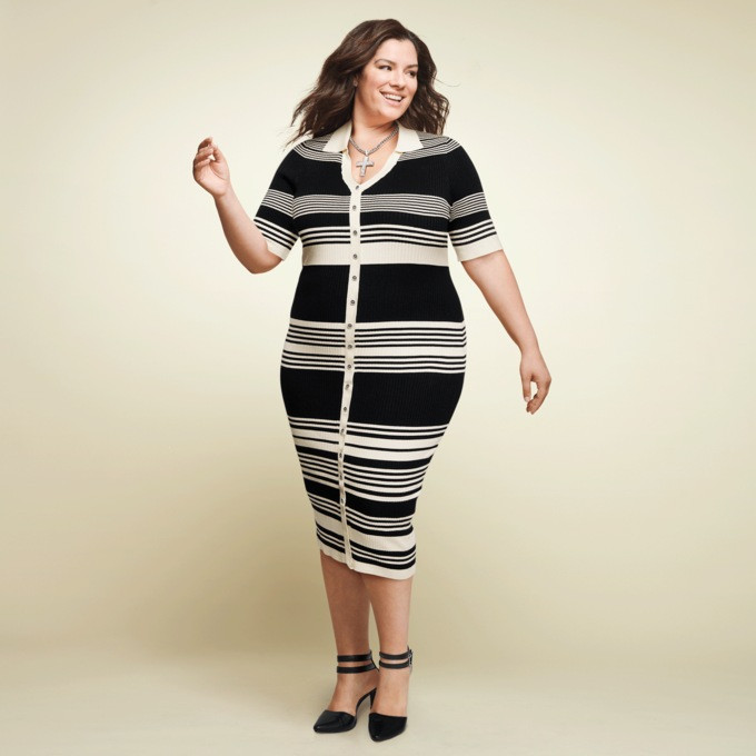 Josanna Striped Sweater Dress with Elbow-Length Sleeve | monroe+main