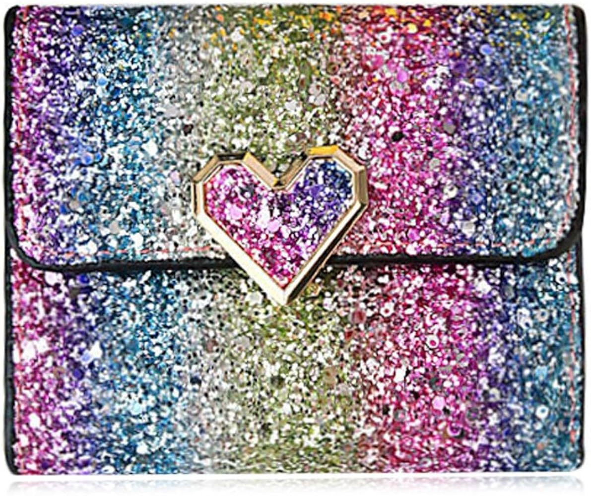 Bestmaple Multicolor Metal Sequins Small Wallet PU Leather Patchwork Hasp Mini Wallet for Women G... | Amazon (US)