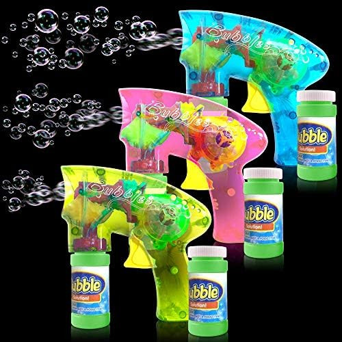 ArtCreativity Friction Powered Light Up Bubble Blaster Gun Set - Set of 3 - Includes 3 LED Bubble... | Amazon (US)