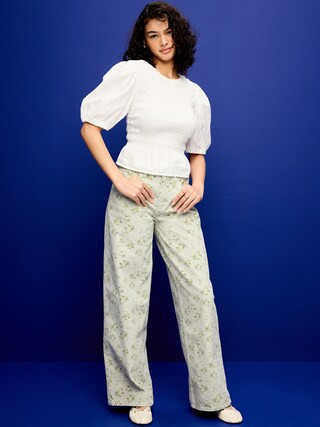 High-Waisted Baggy Floral Print Wide-Leg Jeans | Old Navy (US)