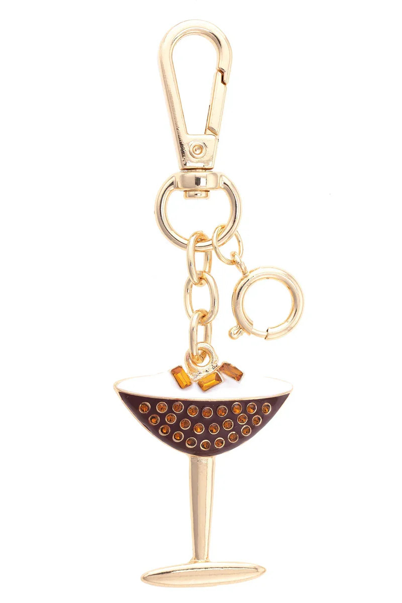 Espresso Martini Enamel Bag Charm in Brown & White | CANVAS